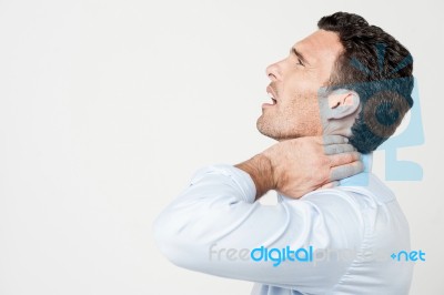 My Neck, It's Too Painful ! Stock Photo