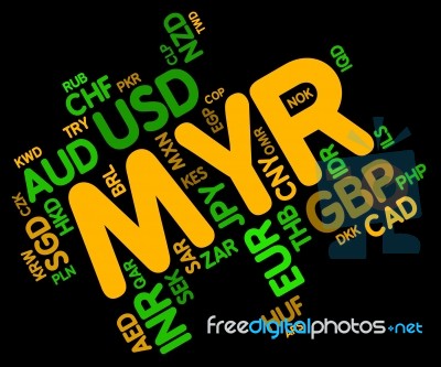 Myr Currency Shows Malaysia Ringgit And Fx Stock Image