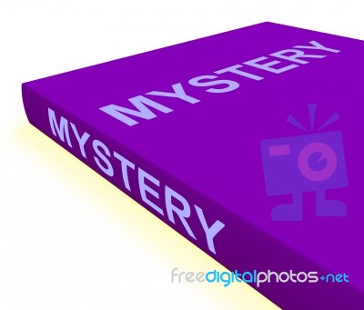 Mystery Book Shows Fiction Genre Or Puzzle To Solve Stock Image