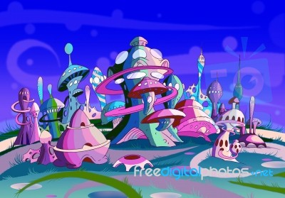 Mystery Wonderland. Fantastic Alien City Stock Image