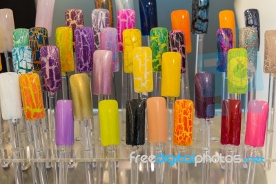 Nail Color Display Stand Stock Photo