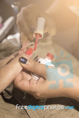 Nail Painting In The Shop Stock Photo