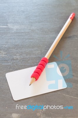 Name Card On Grey Background Stock Photo