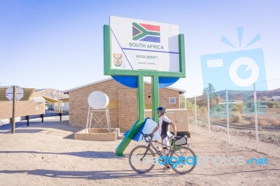 Namibia And South Africa Border In Vioolsdrif Stock Photo