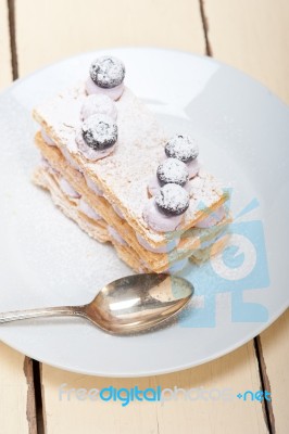 Napoleon Blueberry Cake Dessert Stock Photo