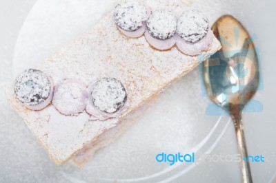 Napoleon Blueberry Cake Dessert Stock Photo