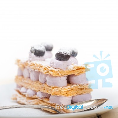 Napoleon Blueberry Cake Dessert Stock Photo