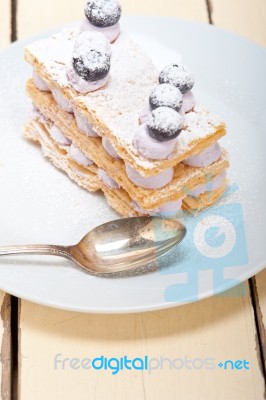 Napoleon Blueberry Cake Dessert Stock Photo