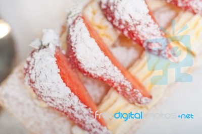 Napoleon Strawberry Cake Dessert Stock Photo