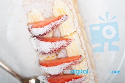 Napoleon Strawberry Cake Dessert Stock Photo