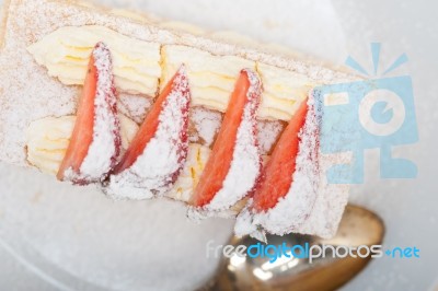 Napoleon Strawberry Cake Dessert Stock Photo