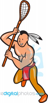 Native American Lacrosse Player Crosse Stick Stock Image