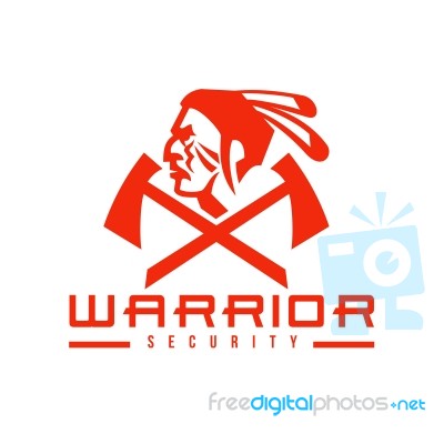 Native American Warrior Security Mascot Stock Image