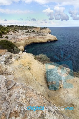 Natural Coastline Of Algarve Stock Photo