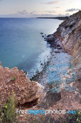 Natural Coastline Of Algarve Stock Photo