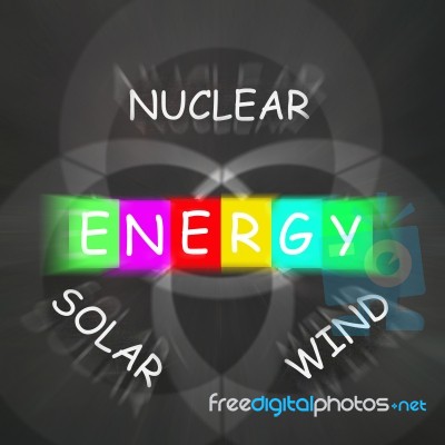 Natural Energy Displays Nuclear Wind And Solar Power Stock Image