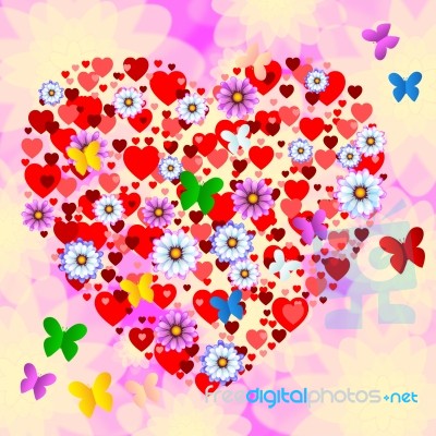 Nature Butterflies Represents Heart Shape And Bloom Stock Image