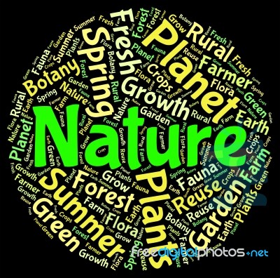 Nature Word Shows Words Rural And Text Stock Image