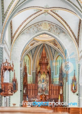 Nave Of La Capilla Maria Auxiliadora, Granada, Nicaragua Stock Photo