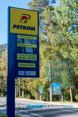 Near Brasov, Transylvania/romania - September 20 : Petrom Sign N… Stock Photo