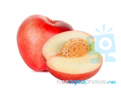 Nectarine Fruit Isolated On The White Stock Photo