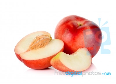 Nectarine Fruit Isolated On The White Stock Photo