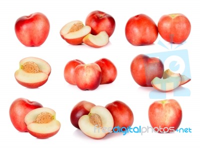 Nectarine Fruit Isolated On The White Stock Photo