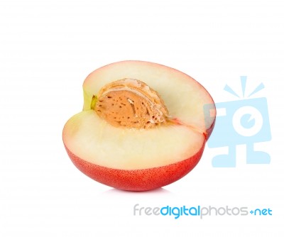 Nectarine Fruit Isolated On The White Background Stock Photo