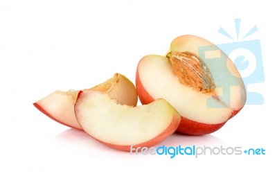 Nectarine Fruit Isolated On The White Background Stock Photo