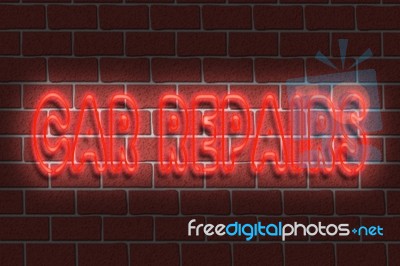 Neon Car Repairs Sign Stock Image