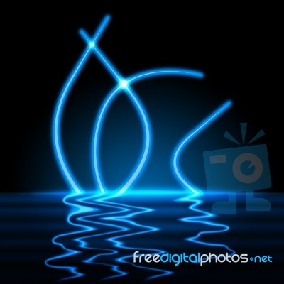 Neon Glow Represents Light Burst And Blue Stock Image