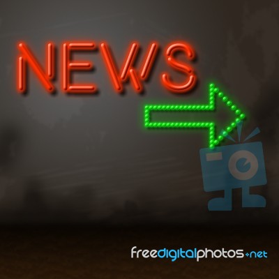 Neon News Indicates Glow Bright And Information Stock Image