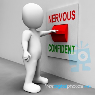 Nervous Confident Switch Shows Nerves Or Confidence Stock Image