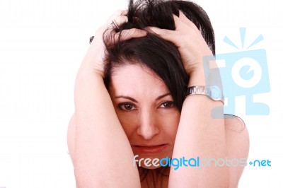 Nervous Woman Stock Photo