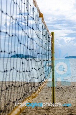 Net Of Volley Ball On The Beach Stock Photo