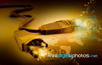 Network Cable  With Fiber Optical Stock Image