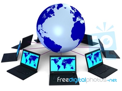 Network Global Means Technology Monitor And Pc Stock Image