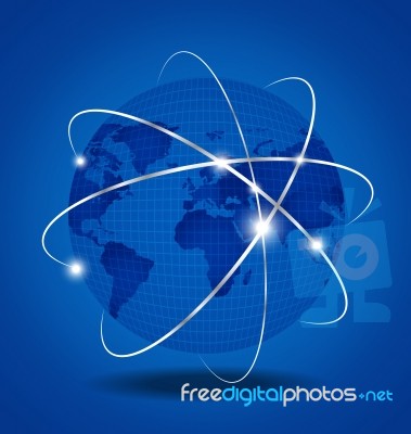 Network Global Over Blue Background Stock Image