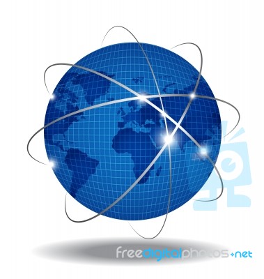 Network Global Over White Background Stock Image