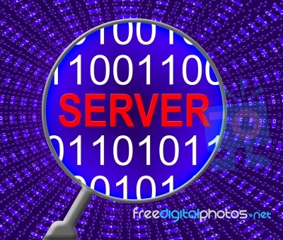 Network Server Indicates Internet Online And Pc Stock Image