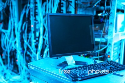 Network Servers In Data Room Domestic Room Stock Photo