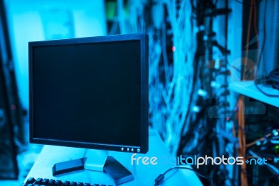 Network Servers In Data Room Domestic Room Stock Photo