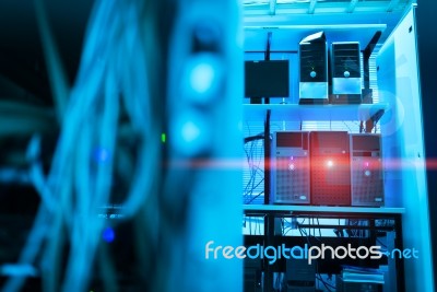 Network Servers In Data Room Domestic Room Stock Photo