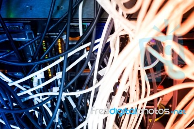 Network Servers In Data Room Domestic Room Stock Photo