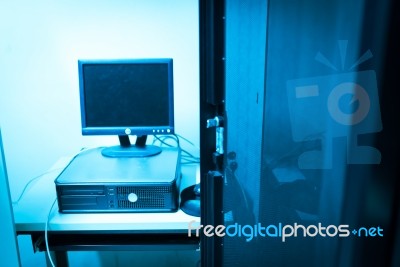 Network Servers In Data Room Domestic Room Stock Photo