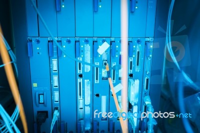 Network Servers In Data Room Domestic Room Stock Photo