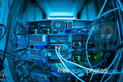 Network Servers In Data Room Domestic Room Stock Photo