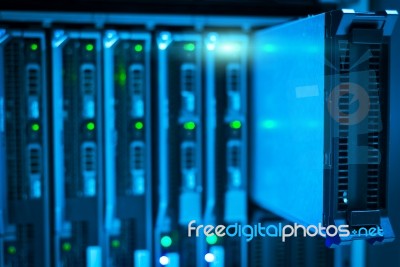 Network Servers In Data Room Domestic Room Stock Photo