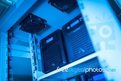 Network Servers In Data Room Domestic Room Stock Photo