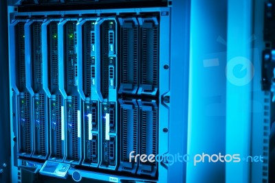 Network Servers In Data Room Domestic Room Stock Photo